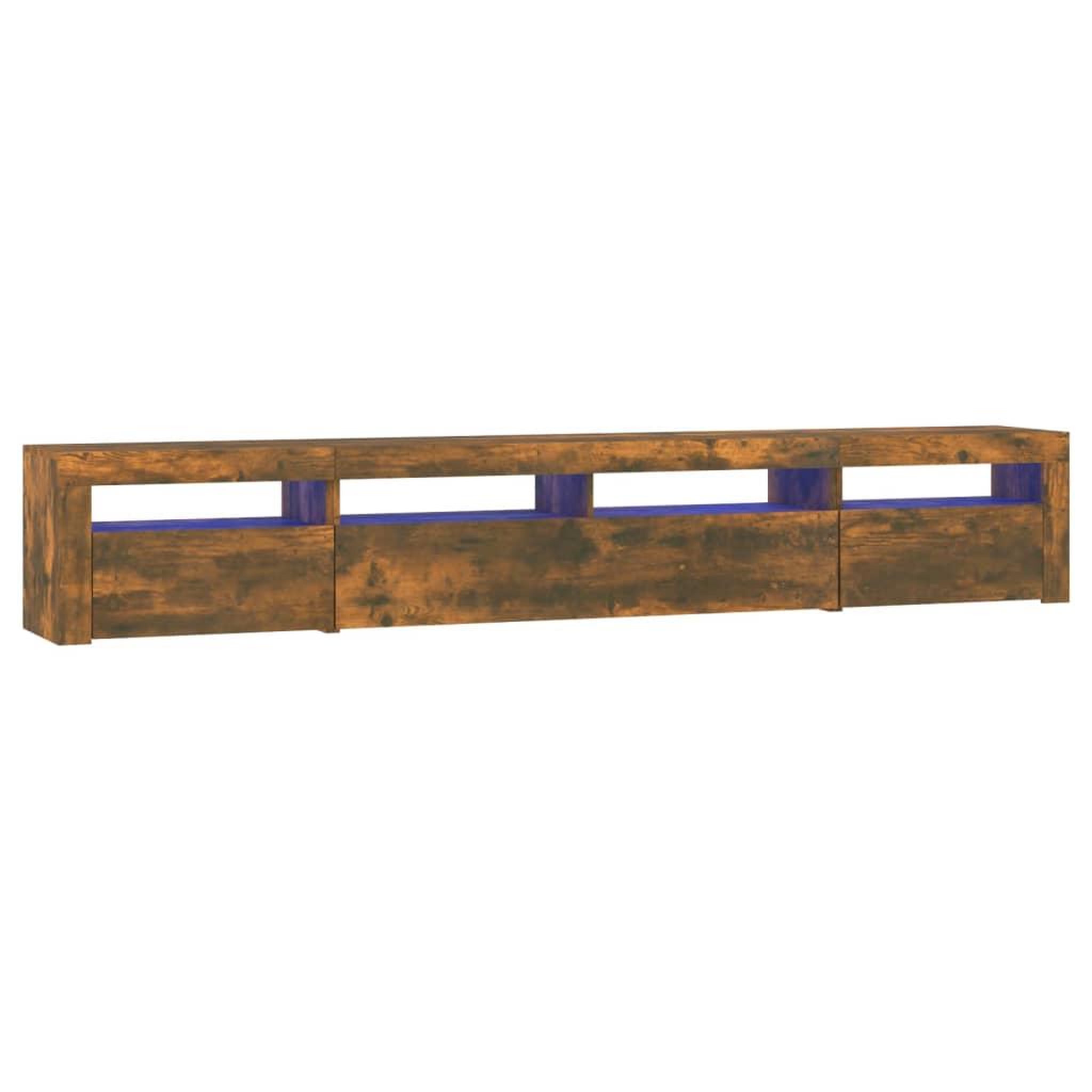 Voir la diapositive 2 : VIDAXL Meuble TV avec lumieres LED Chene fume 240x35x40 cm