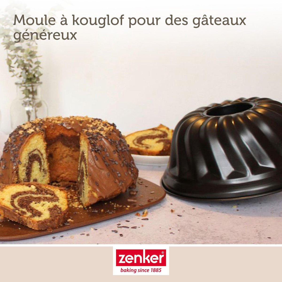 ZENKER Set pâtisserie avec moule à kouglof 25 cm, 2 bols à mixer, verre mesureur et spatule Zenker