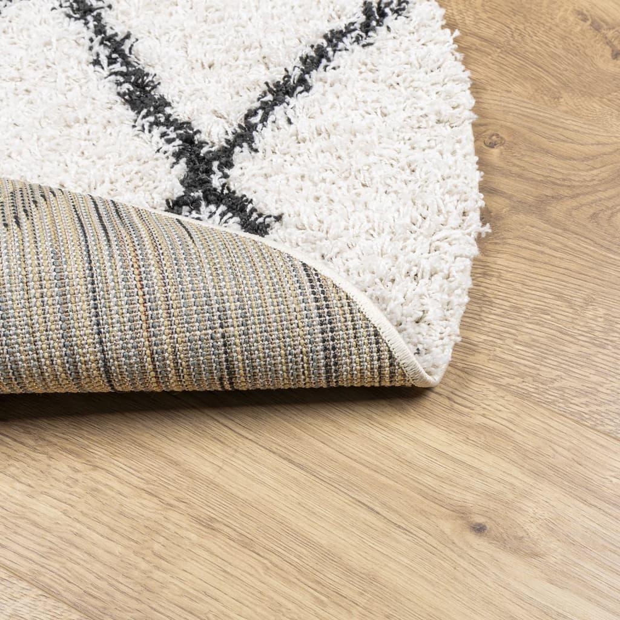 Voir la diapositive 5 : VIDAXL Tapis shaggy a poils longs moderne creme et noir Ø 280 cm