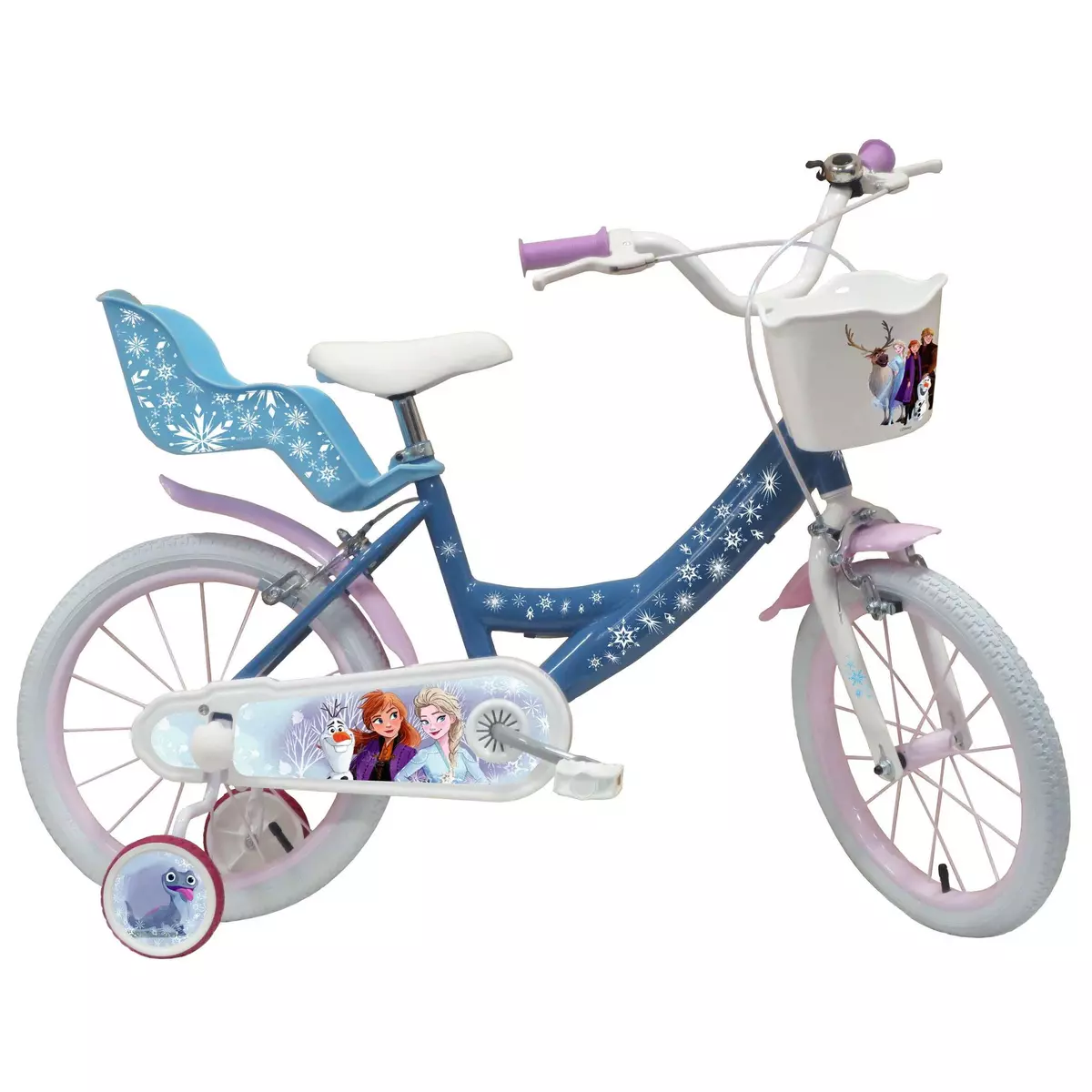Disney La Reine des Neiges Vélo 16  Fille Licence  Reine des Neiges  pour enfant de 5 à 7 ans avec stabilisateurs à molettes - 2 freins