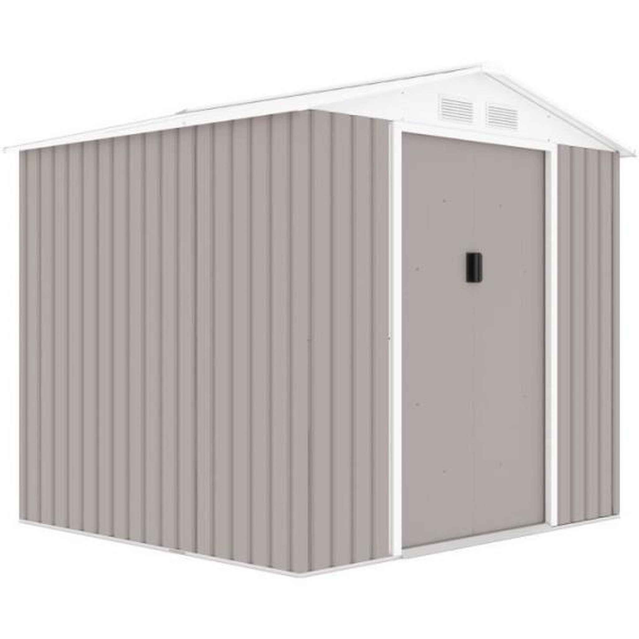 Voir la diapositive 2 : MARKET24 Abri de jardin en métal 4,07 m² - 213 x 191 x 195 cm - MARS - Kit d'ancrage inclus, 2 portes coulissantes - Taupe