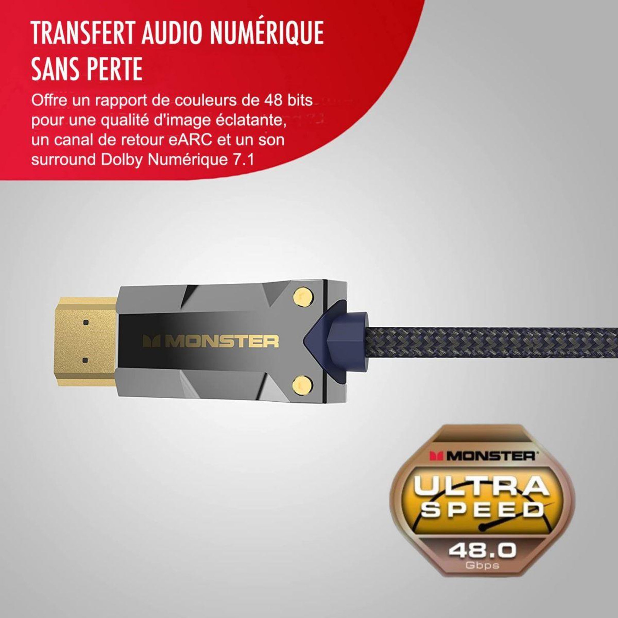 Voir la diapositive 3 : Monster Cable Câble hdmi m3000 uhd 8k dolby vision hdr 48gbps 5m