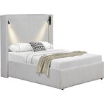Habitat et Jardin Lit double en velours côtelé avec coffre et lampe intégré  Cortina  - 140 x 190 cm-  Beige