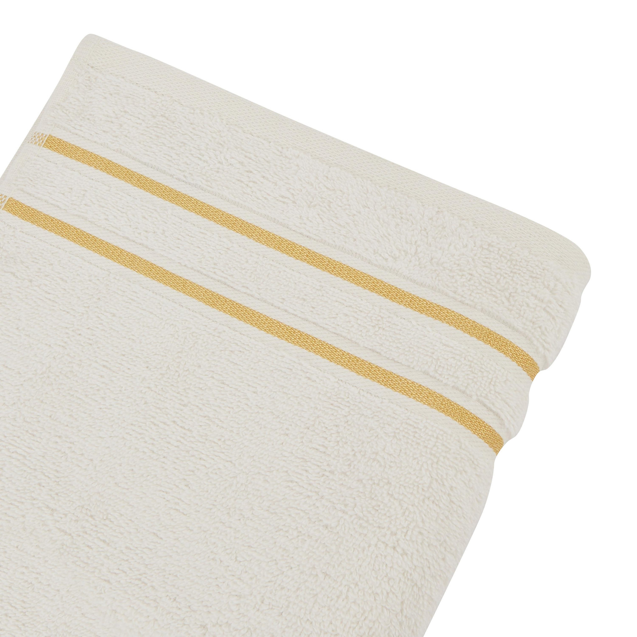Voir la diapositive 4 : ACTUEL Coffret cadeau 2 serviettes 30x50 + 2 serviettes 50x90 en coton liteau doré 