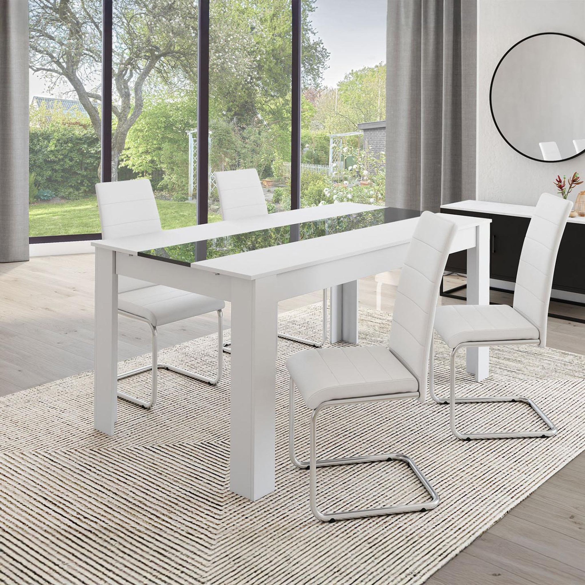 Voir la diapositive 2 : ID MARKET Lot de 4 chaises mia blanches pour salle à manger