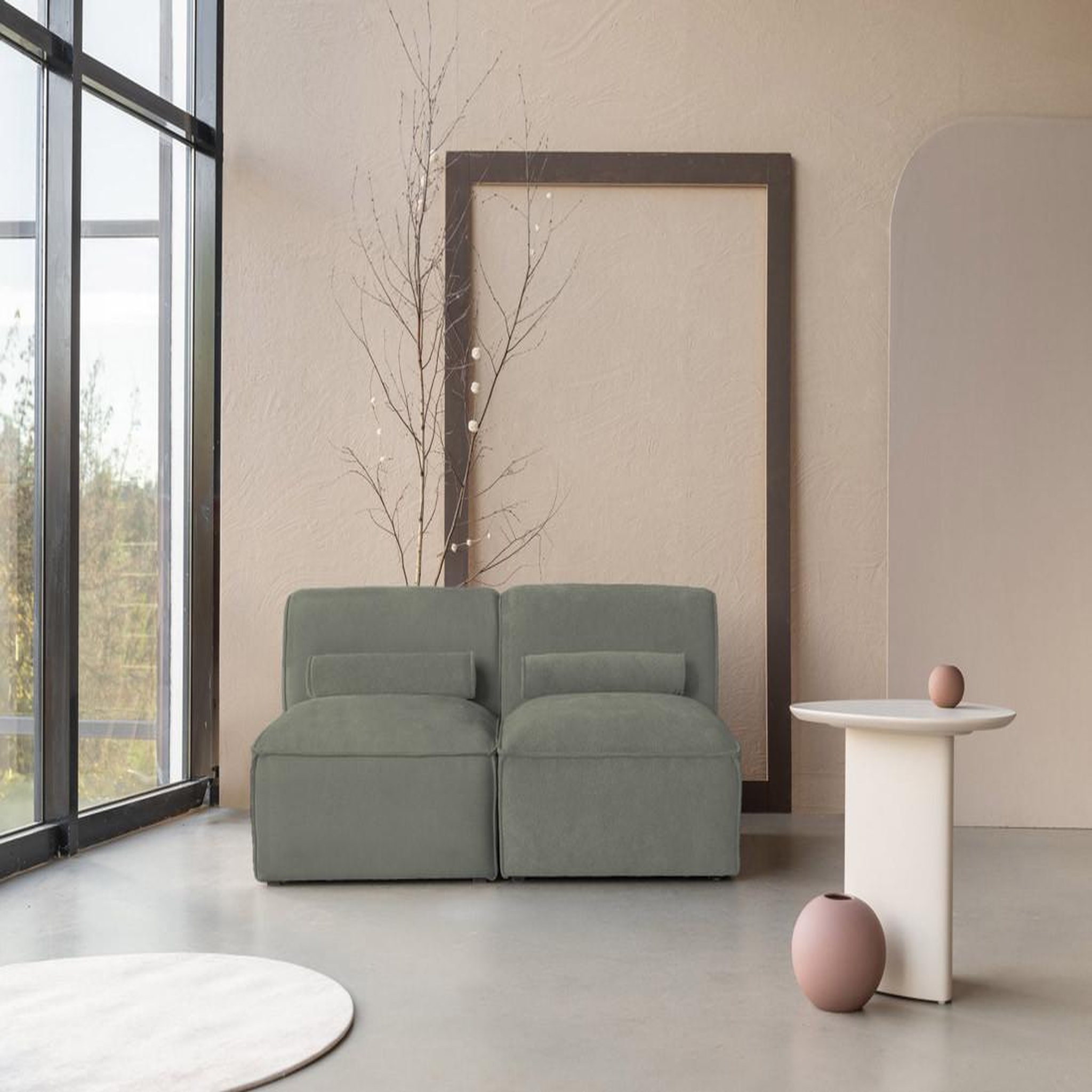 Voir la diapositive 4 : BEST MOBILIER Felix - canapé modulable 2 places en tissu texturé