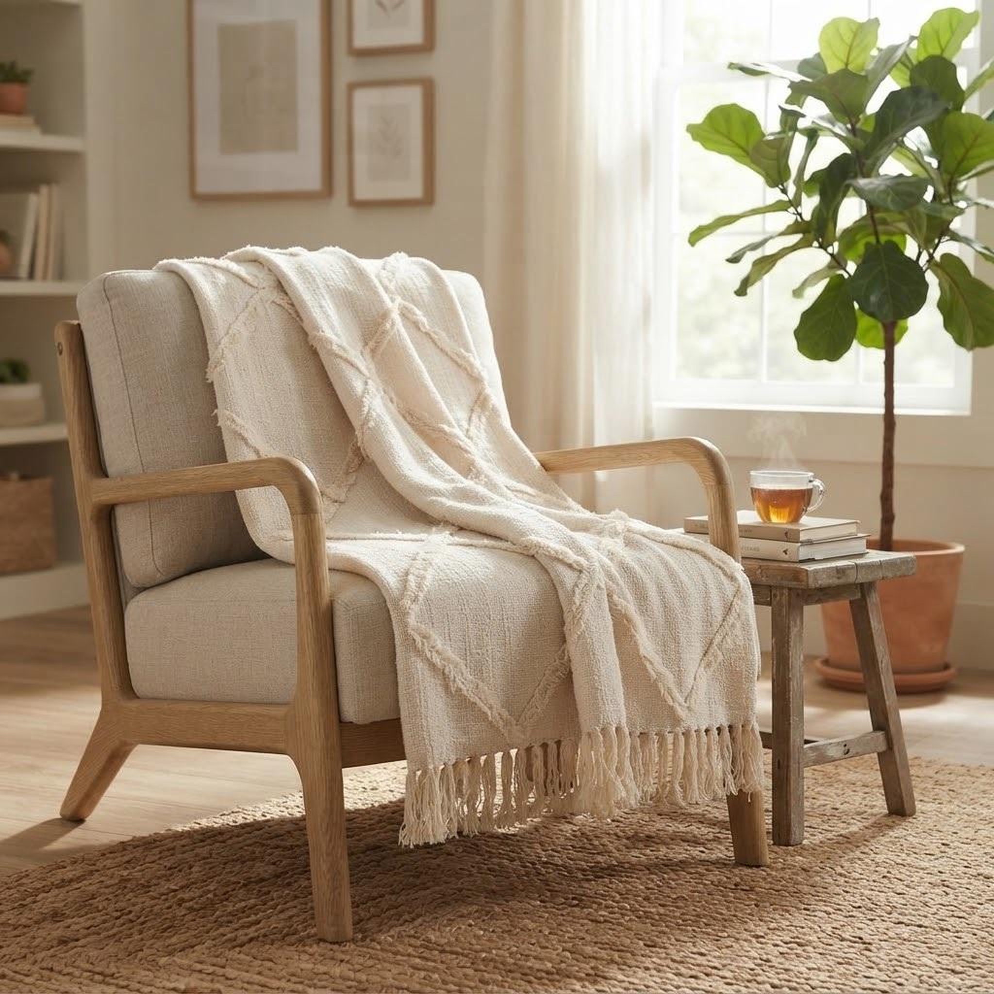 Voir la diapositive 2 : Eden Plaid jeté de lit ou fauteuil en coton tufté