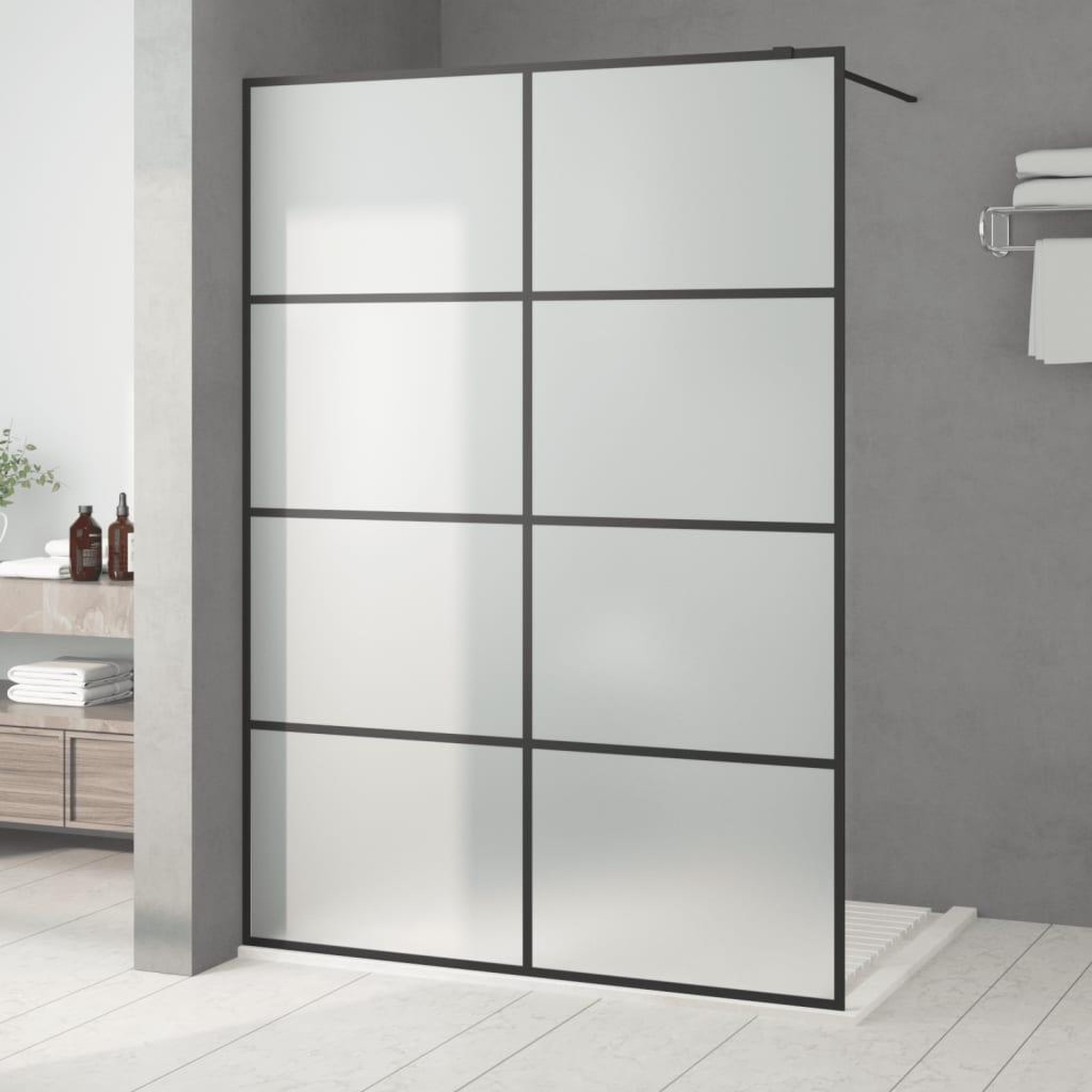 Voir la diapositive 1 : VIDAXL Paroi de douche Noir 140x195 cm Verre ESG depoli