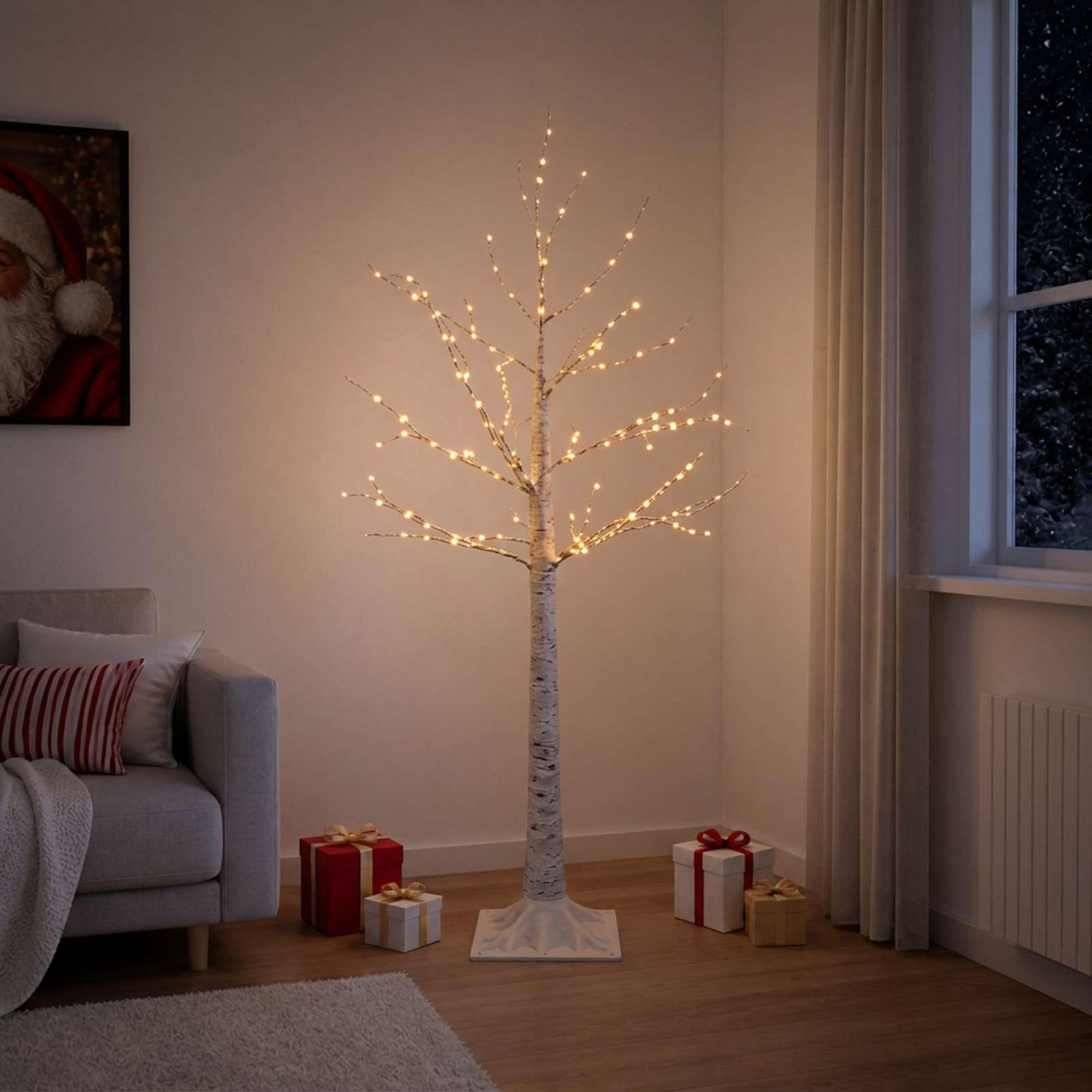 Voir la diapositive 2 : VIDAXL Bouleau de Noël Blanc 22 x 22 x 150 cm Plastique 232 LED