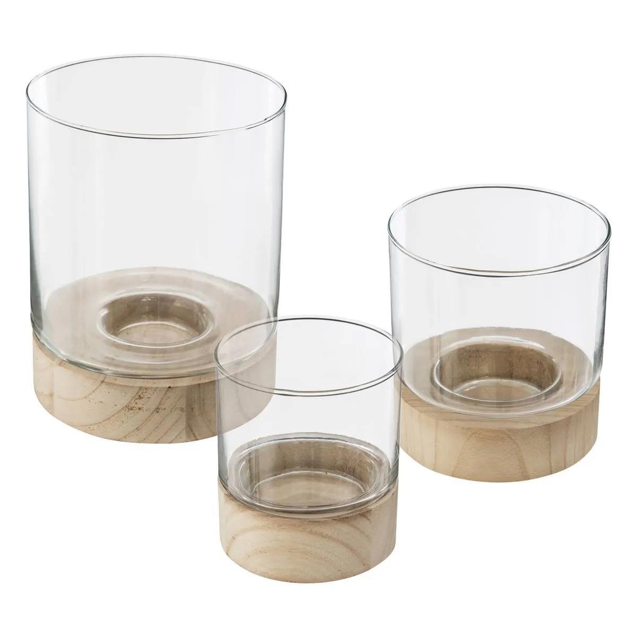 ATMOSPHERA Lot de 3 photophores en verre  eté  20cm transparent