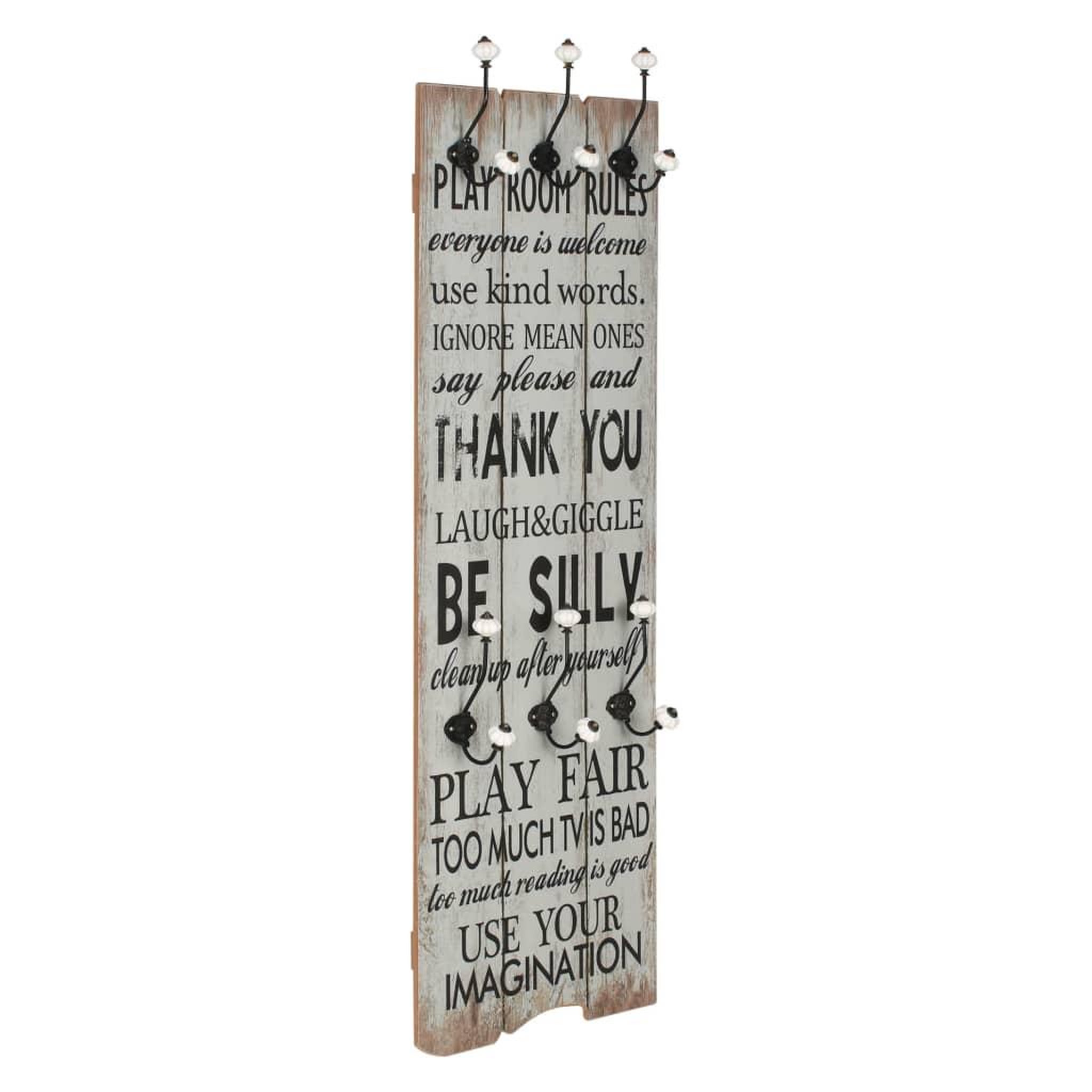 Voir la diapositive 1 : VIDAXL Porte-manteau mural avec 6 crochets 120 x 40 cm THANK YOU