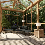 VIDAXL Salon de jardin 6 pcs avec coussins resine tressee gris