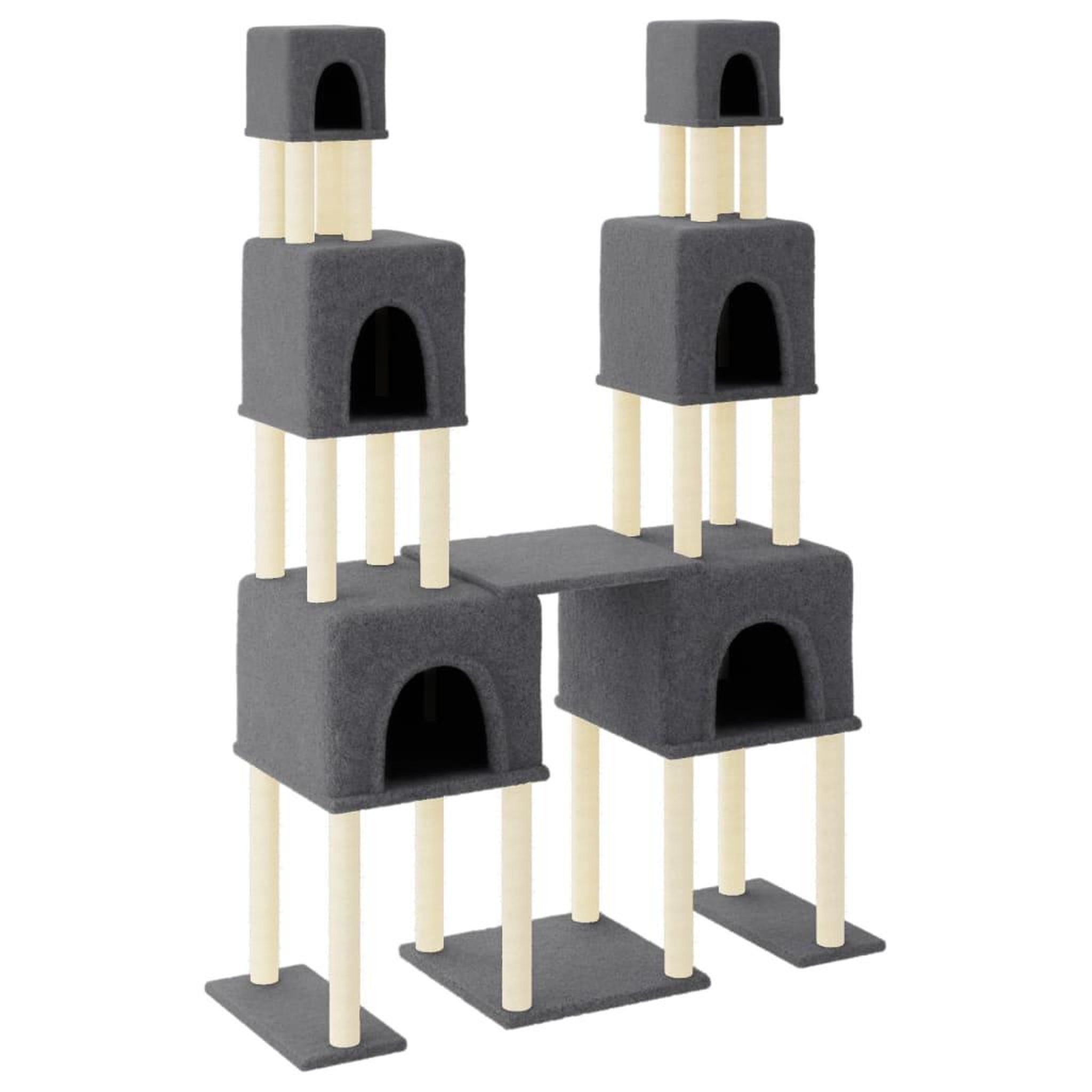 Voir la diapositive 2 : VIDAXL Arbre a chat avec griffoirs en sisal Gris fonce 199 cm