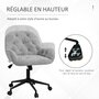 Voir la diapositive 4 : VINSETTO Chaise de bureau velours design Chesterfield effet capitonné piètement métal noir gris