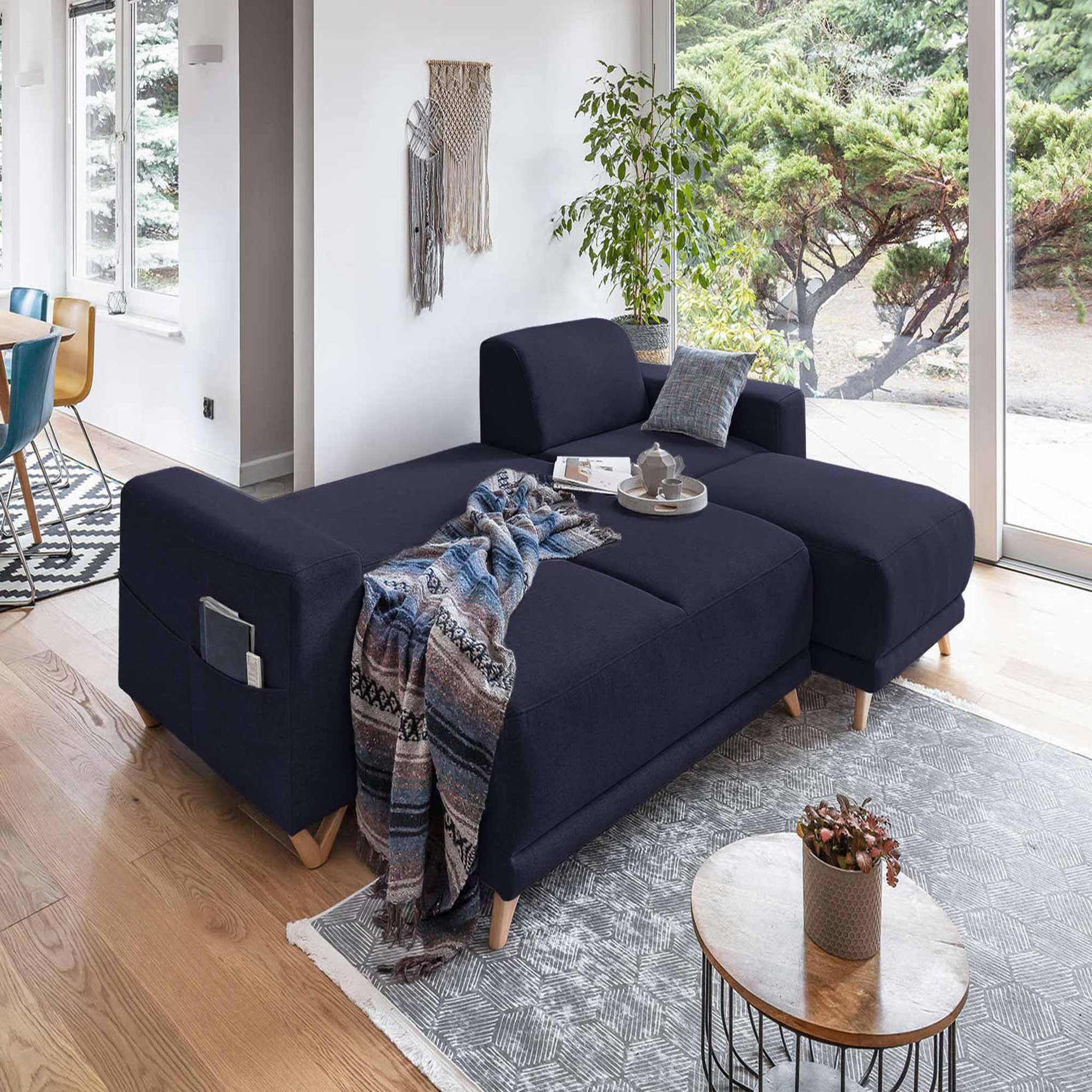 Voir la diapositive 4 : BEST MOBILIER Bella - canapé d'angle réversible convertible - avec coffre - 4 places - tissu