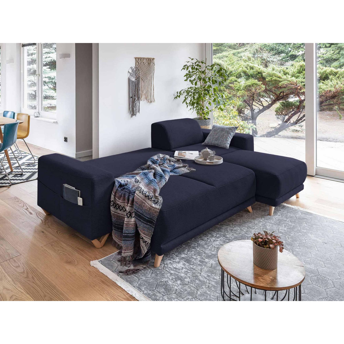 BEST MOBILIER Bella - canapé d'angle réversible convertible - avec coffre - 4 places - tissu