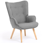 ID MARKET Fauteuil scandinave IVAR en tissu gris clair