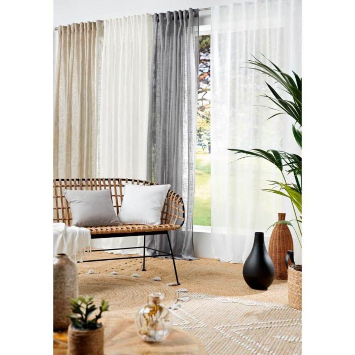 Paris Prix Rideau Voilage à Passants  Haltona  140x240cm Gris