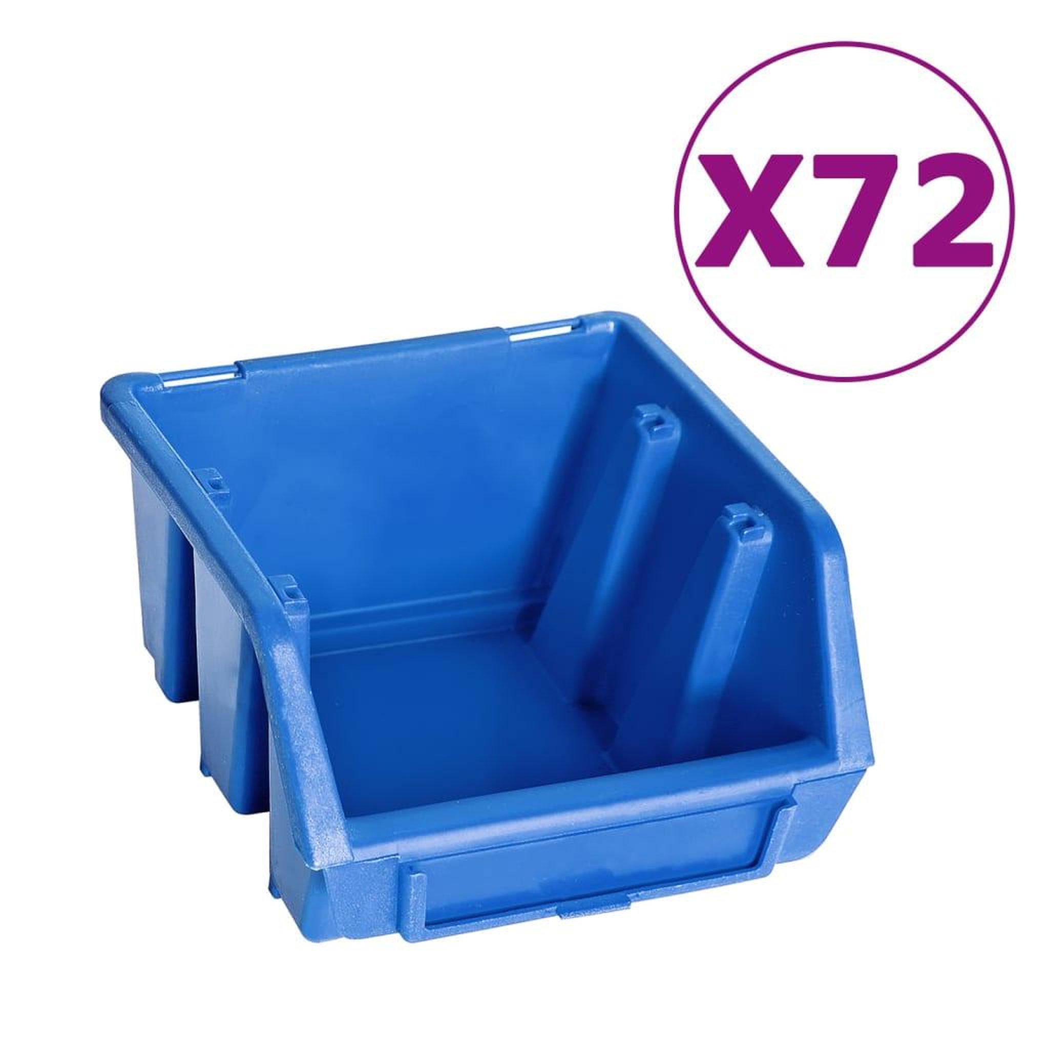 Voir la diapositive 3 : VIDAXL Kit de bacs de stockage et panneaux muraux 128 pcs Bleu et noir