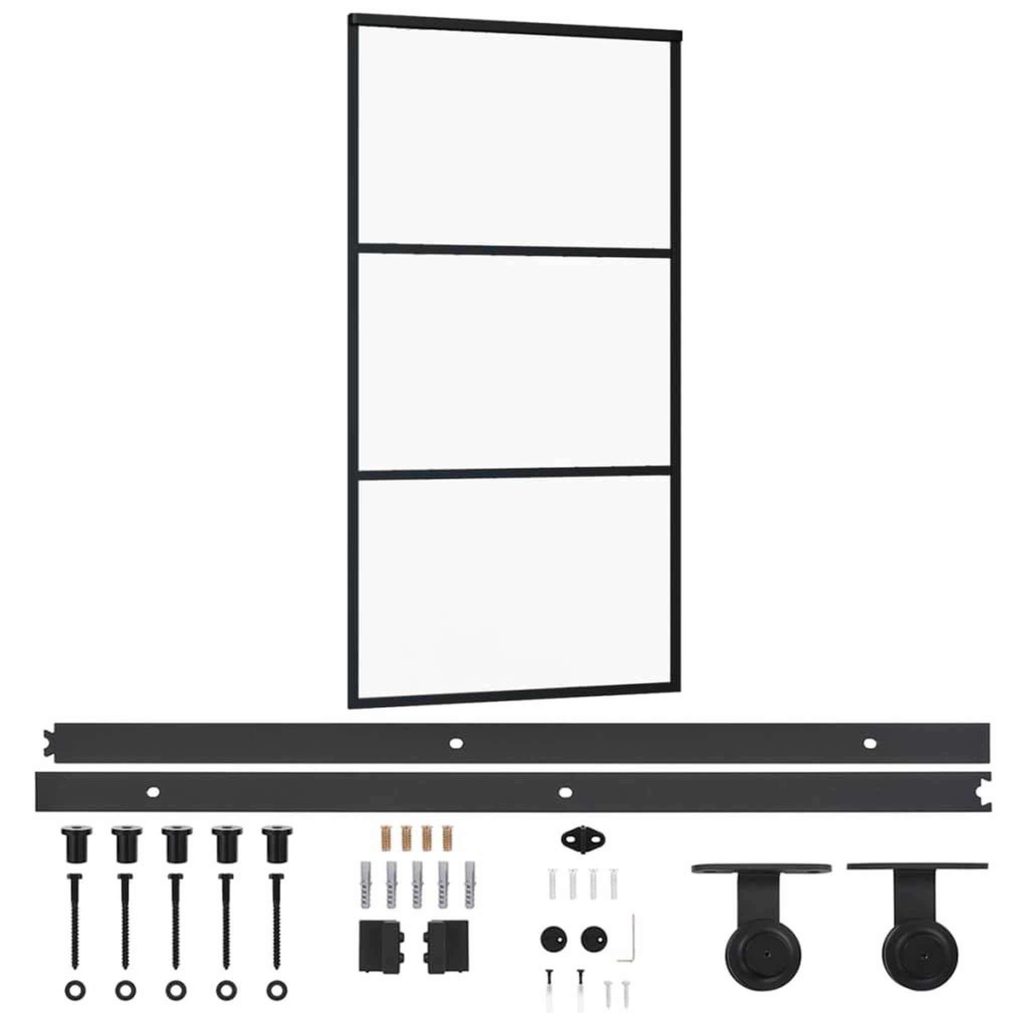 Voir la diapositive 2 : VIDAXL Porte coulissante et quincaillerie Verre et Aluminium 102x205cm