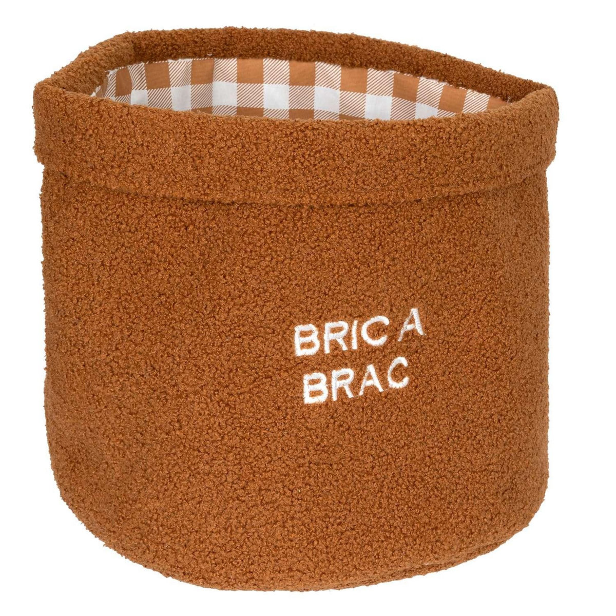 ATMOSPHERA Duo de paniers de rangement en bouclette - Blanc et marron