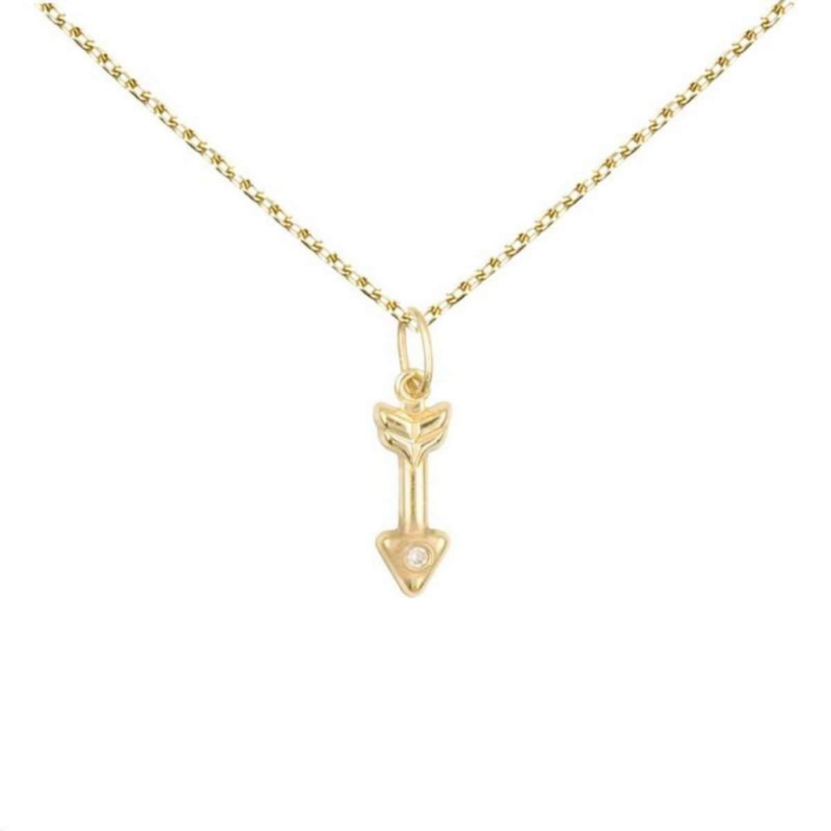 L'ATELIER D'AZUR Collier - Pendentif Or Jaune Flèche Sertie d'un Zirconium - Chaine Dorée