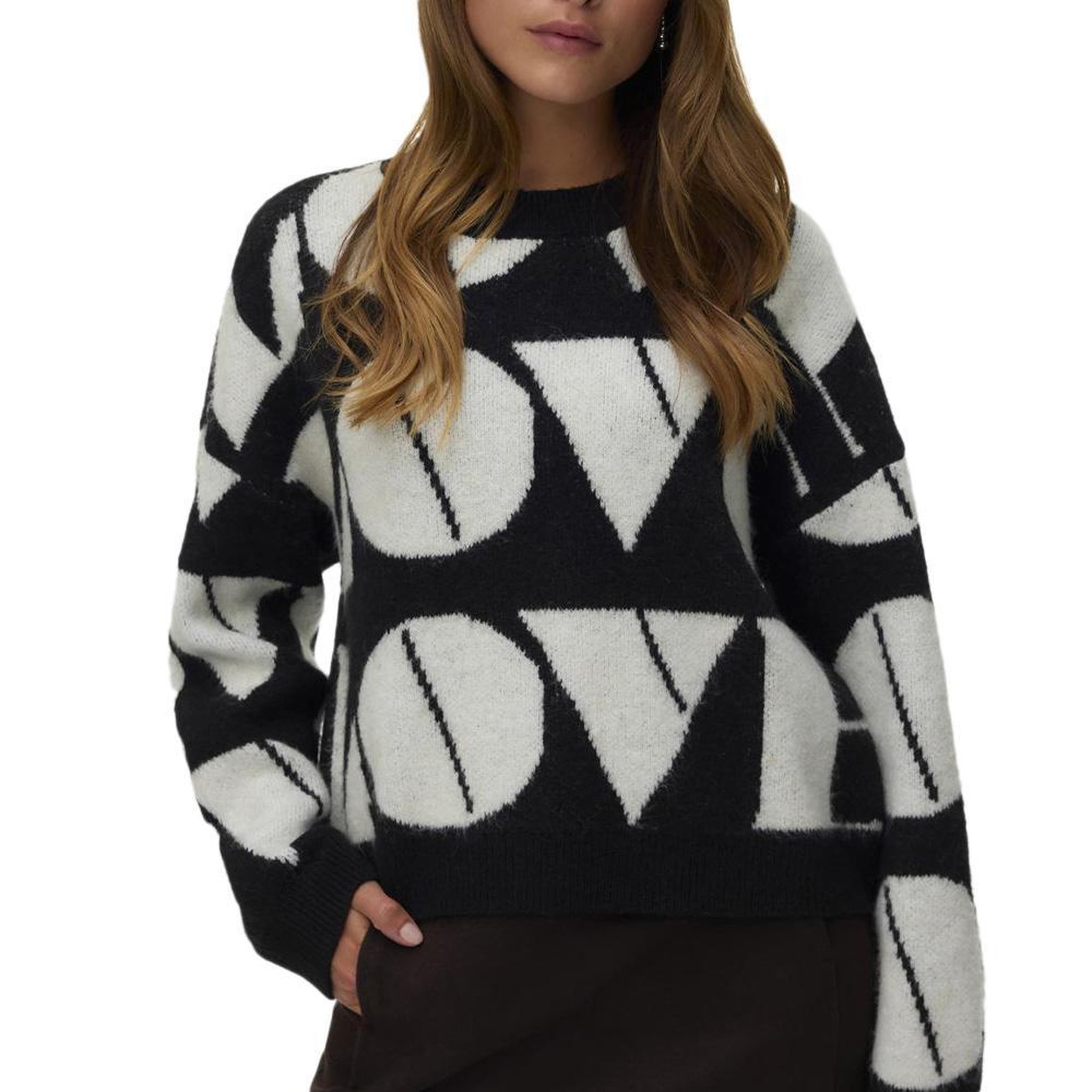 Vero Moda Pull Noir/Gris Femme Vero Moda Love. Coloris disponibles : Noir