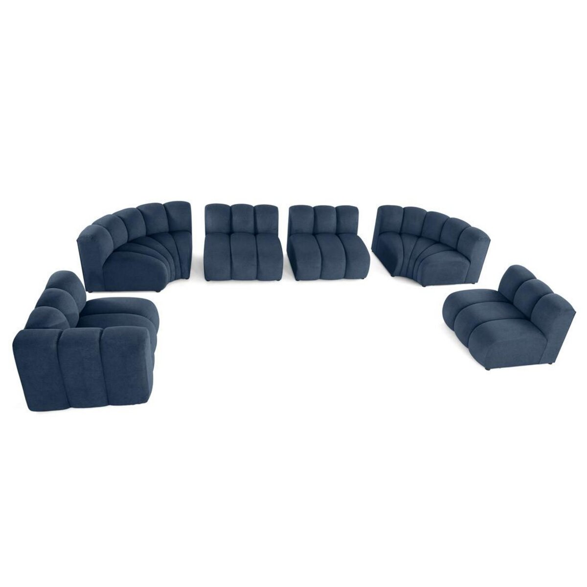 LISA DESIGN Debbie - canapé modulable panoramique d'angle droit 7 places en tissu texturé