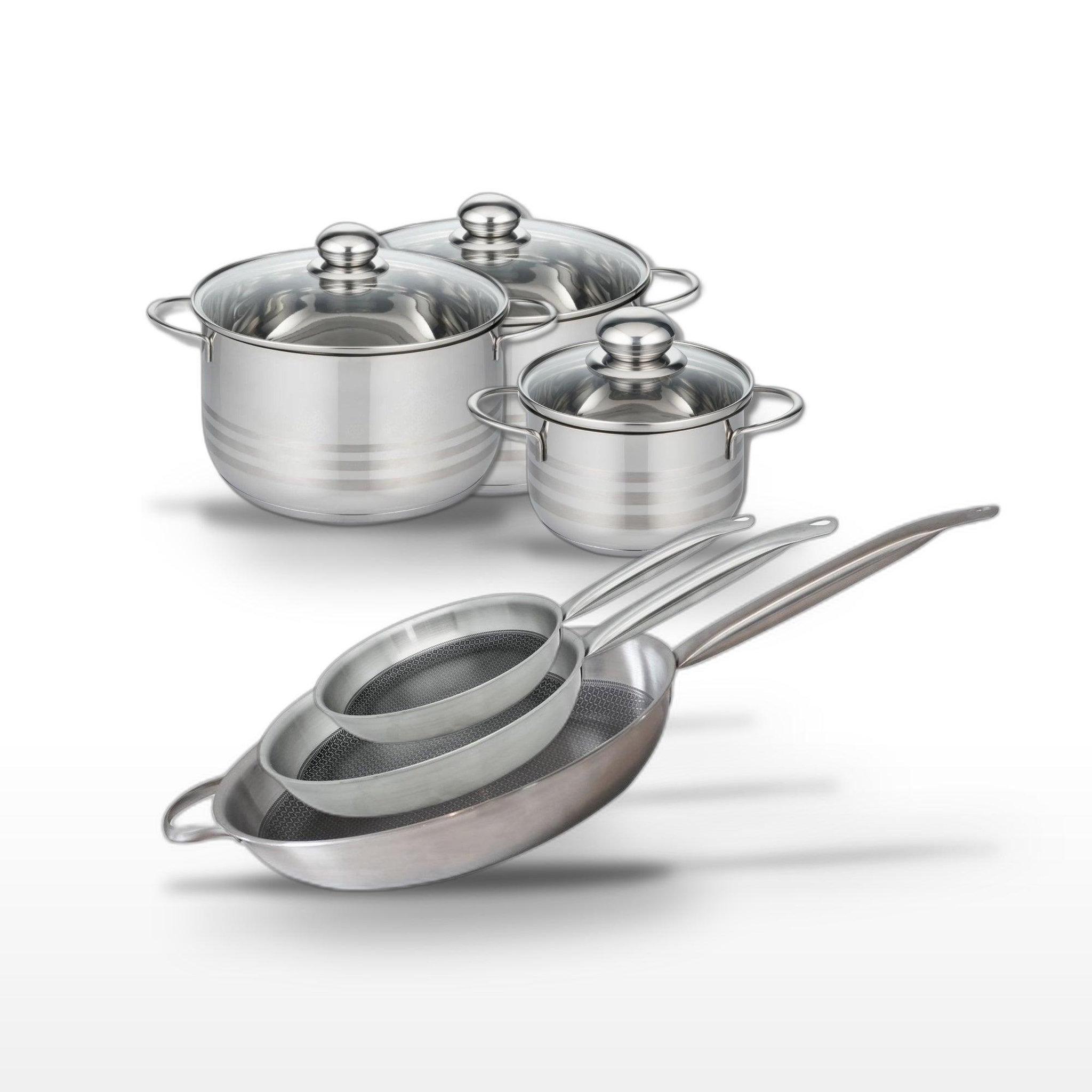 ELO Lot de 3 poêles et 3 faitouts elo relief solution