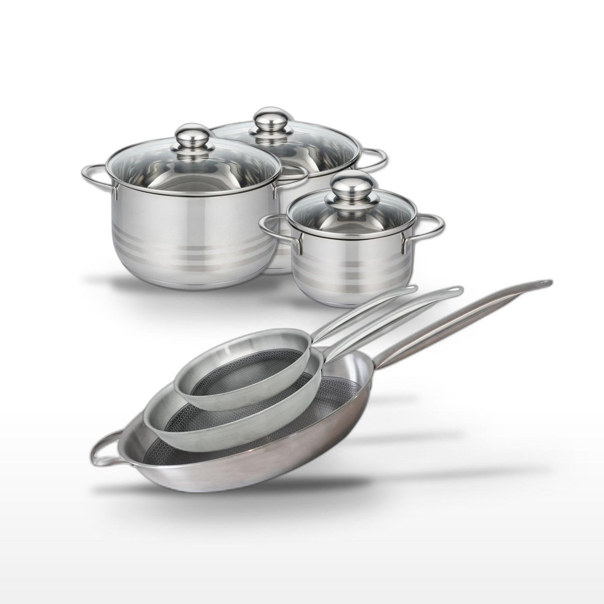 ELO Lot de 3 Poêles et 3 Faitouts Elo Relief Solution