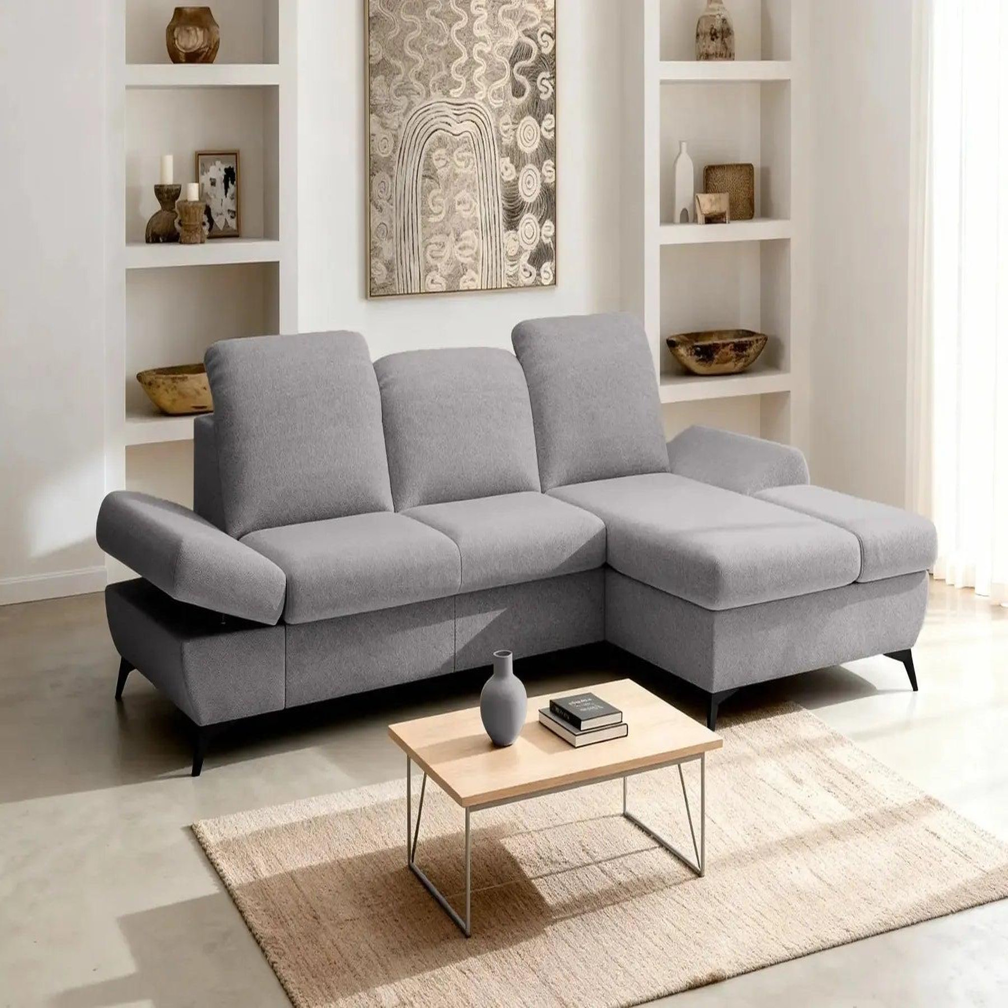 Voir la diapositive 2 : CASANOVA PARIS Livia - canapé d'angle convertible tissu chiné