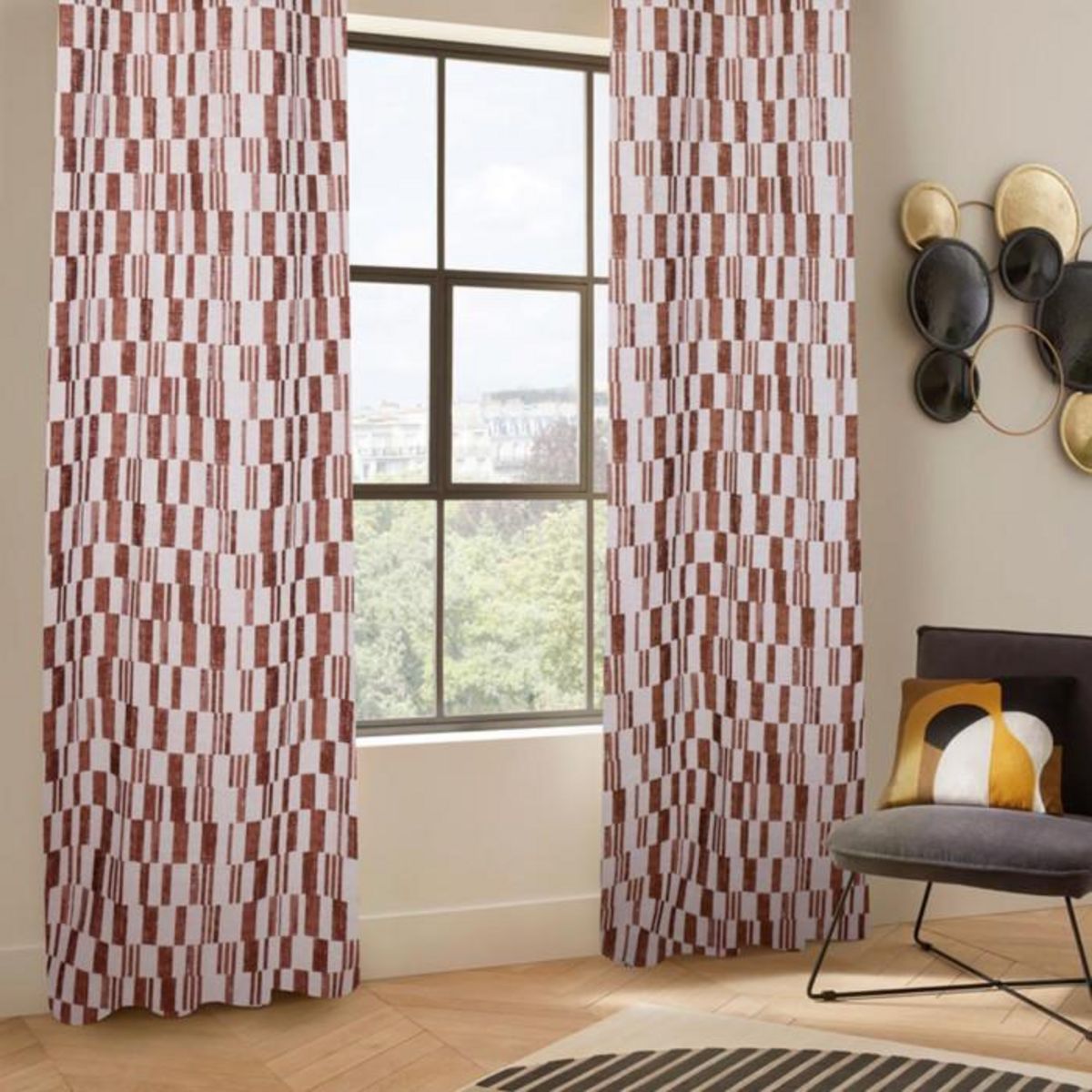 ATMOSPHERA Rideau Jacquard à Œillets  Leyna  140x260cm Terracotta