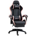 VINSETTO Chaise gaming - chaise de bureau gamer inclinable réglable repose-pieds rétractable coussins synthétique noir rose
