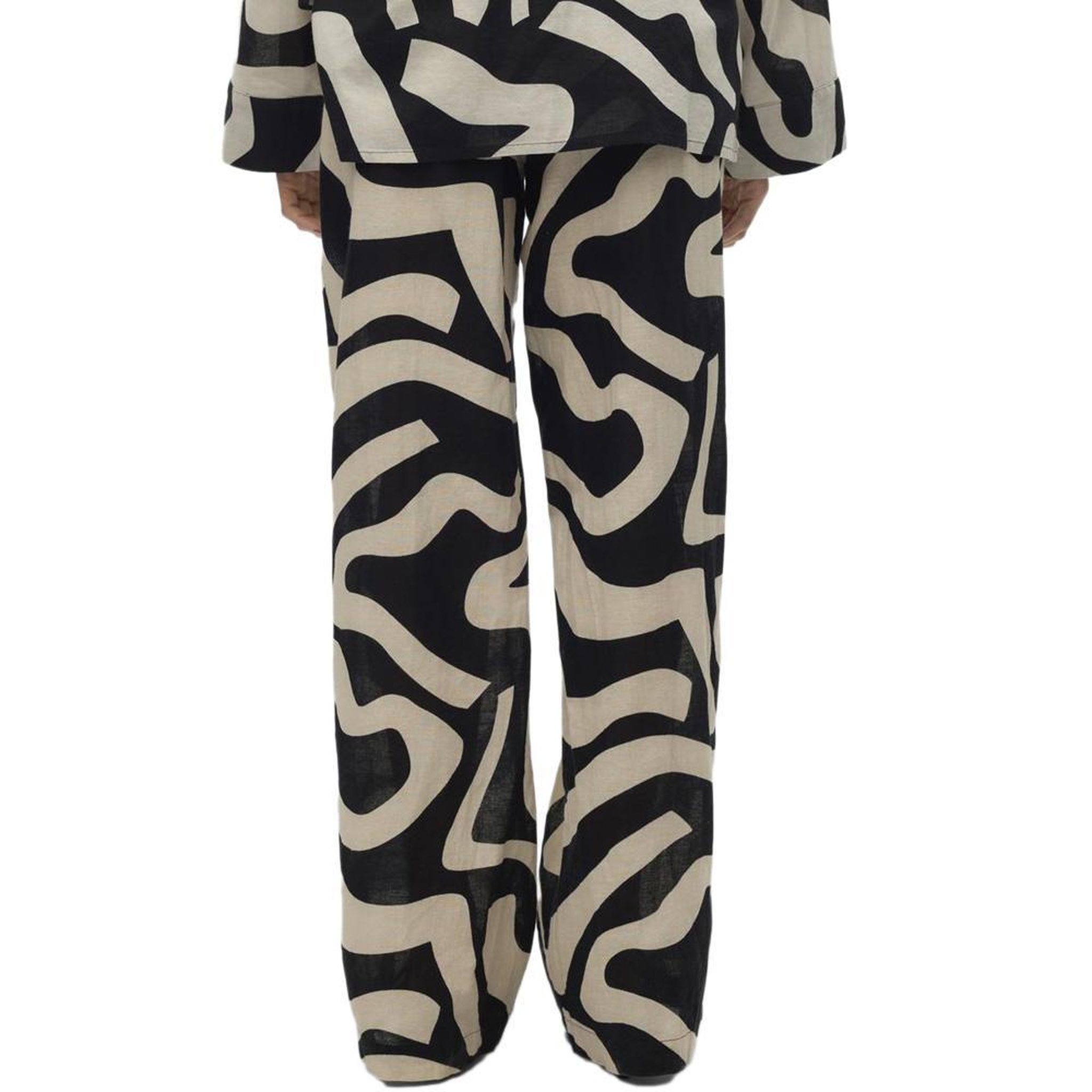 Voir la diapositive 2 : Vero Moda Pantalon fluide Noir/Beige Femme Vero Moda Gnete