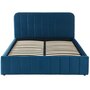 HOMIFAB Lit coffre 140x190cm en velours bleu canard avec tête de lit + sommier à lattes - Ava