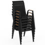 Voir la diapositive 4 : ID MARKET Salon de jardin NOUMEA table 240 cm plateau verre trempé effet bois et 10 chaises empilables noir et bois