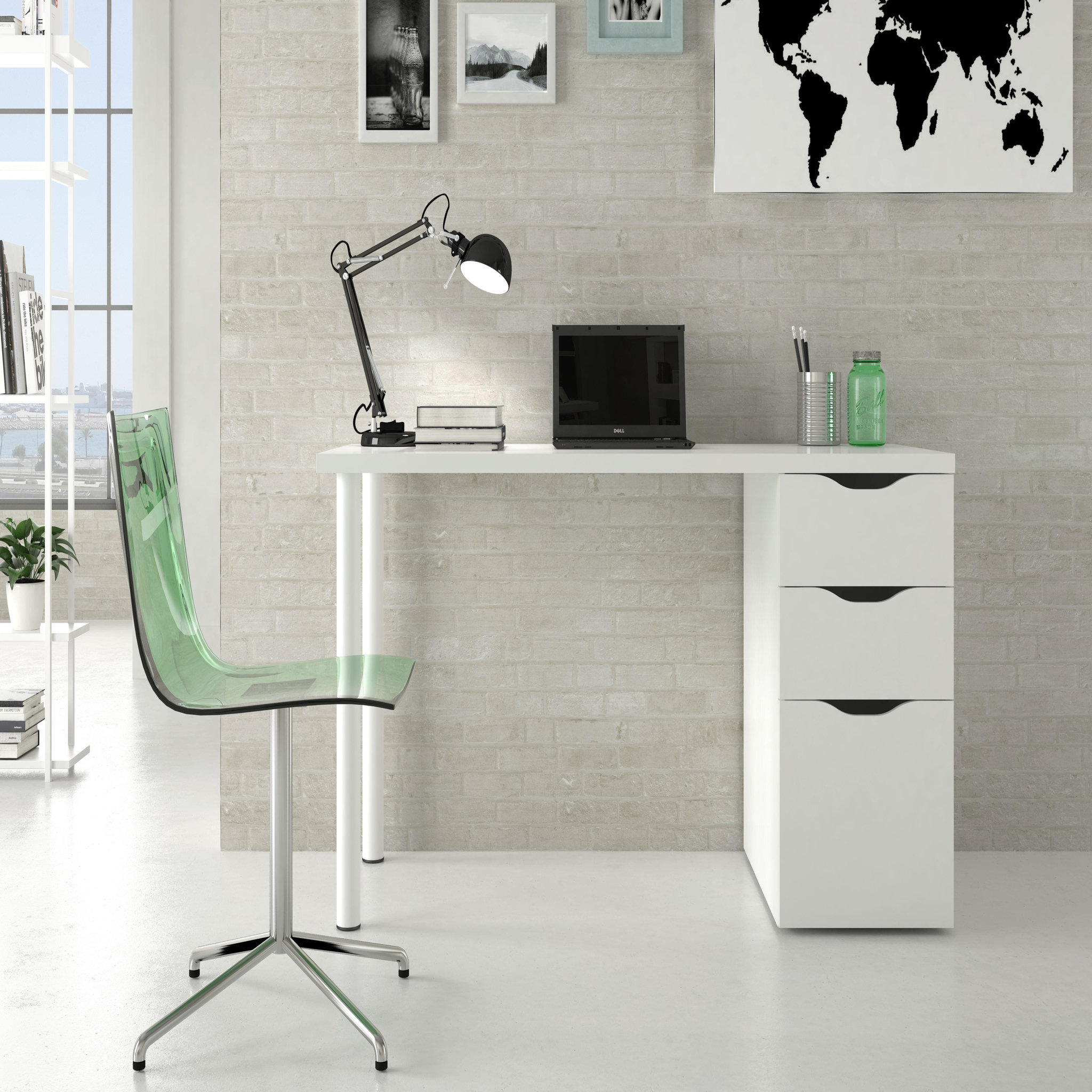 Voir la diapositive 3 : Bureau droit réversible 3 tiroirs L138cm BLACKBURN