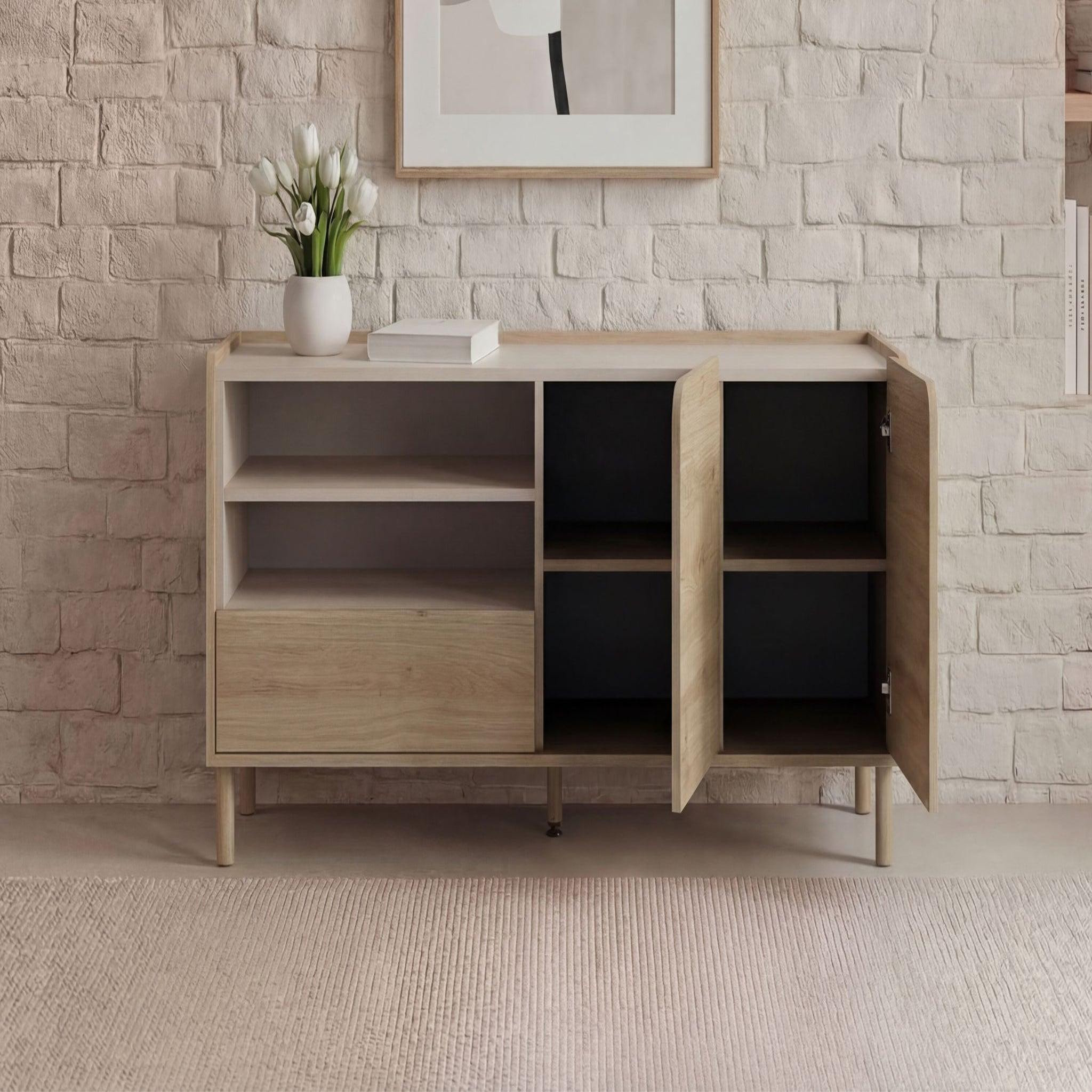 Voir la diapositive 5 : CASANOVA PARIS Isadora - buffet 2 portes 141cm en mélamine - chêne clair