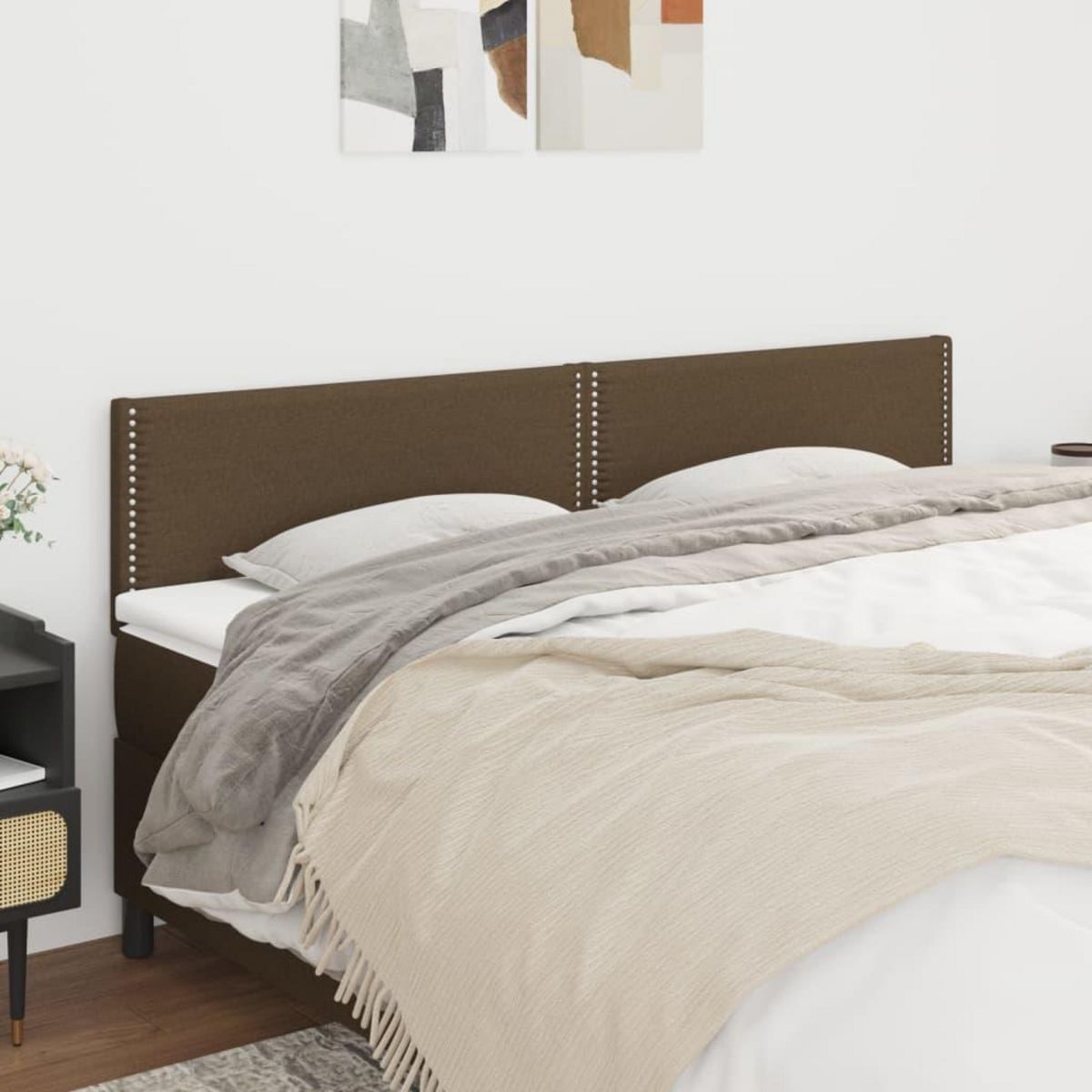 VIDAXL Tetes de lit 2 pcs Marron Fonce 80x5x78/88 cm Tissu