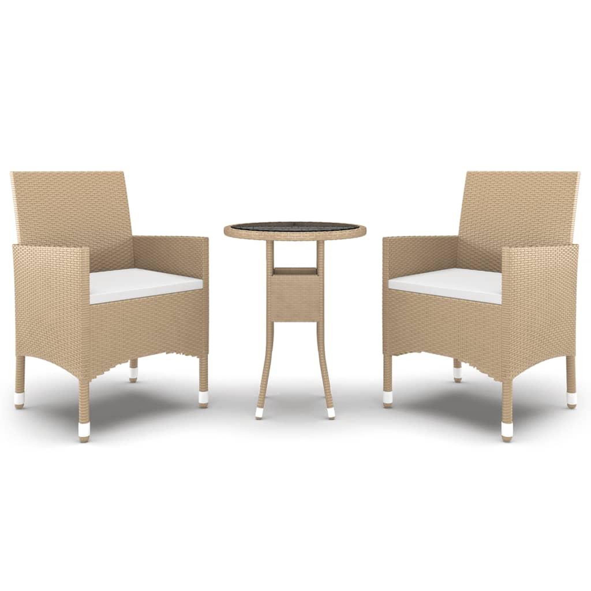 Voir la diapositive 2 : VIDAXL Ensemble a manger de jardin 3 pcs Resine tressee Beige
