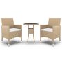 Voir la diapositive 2 : VIDAXL Ensemble a manger de jardin 3 pcs Resine tressee Beige