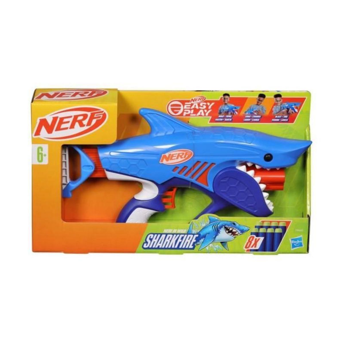 Nerf Nerf Junior Wild blaster Sharkfire, facile a utiliser, 8 fléchettes Nerf Elite, a partir de 6 ans