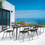 Voir la diapositive 1 : ID MARKET Salon de jardin VALENCIA en acier table 180 cm et 6 chaises empilables gris anthracite