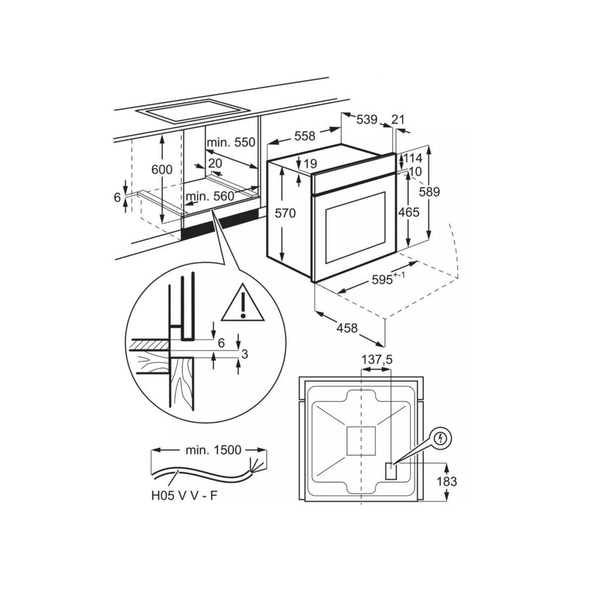 ELECTROLUX Four intégrable 65l 60cm catalyse inox - EOH3C01BX