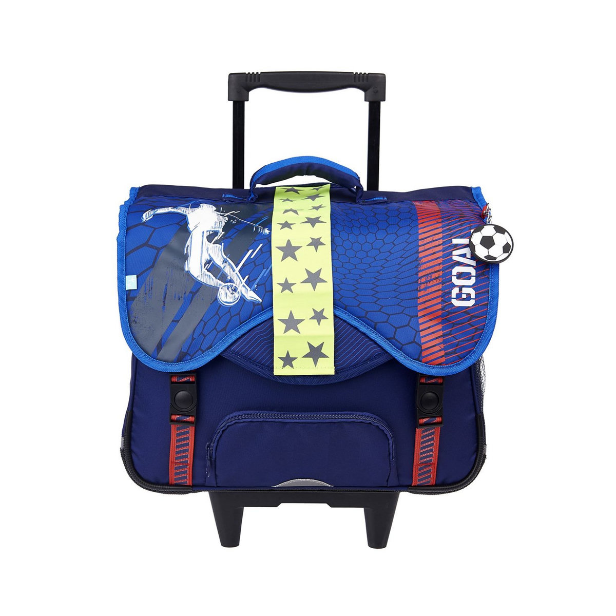 AUCHAN Cartable à roulettes 41 cm CM1/CM2 bleu Football Player