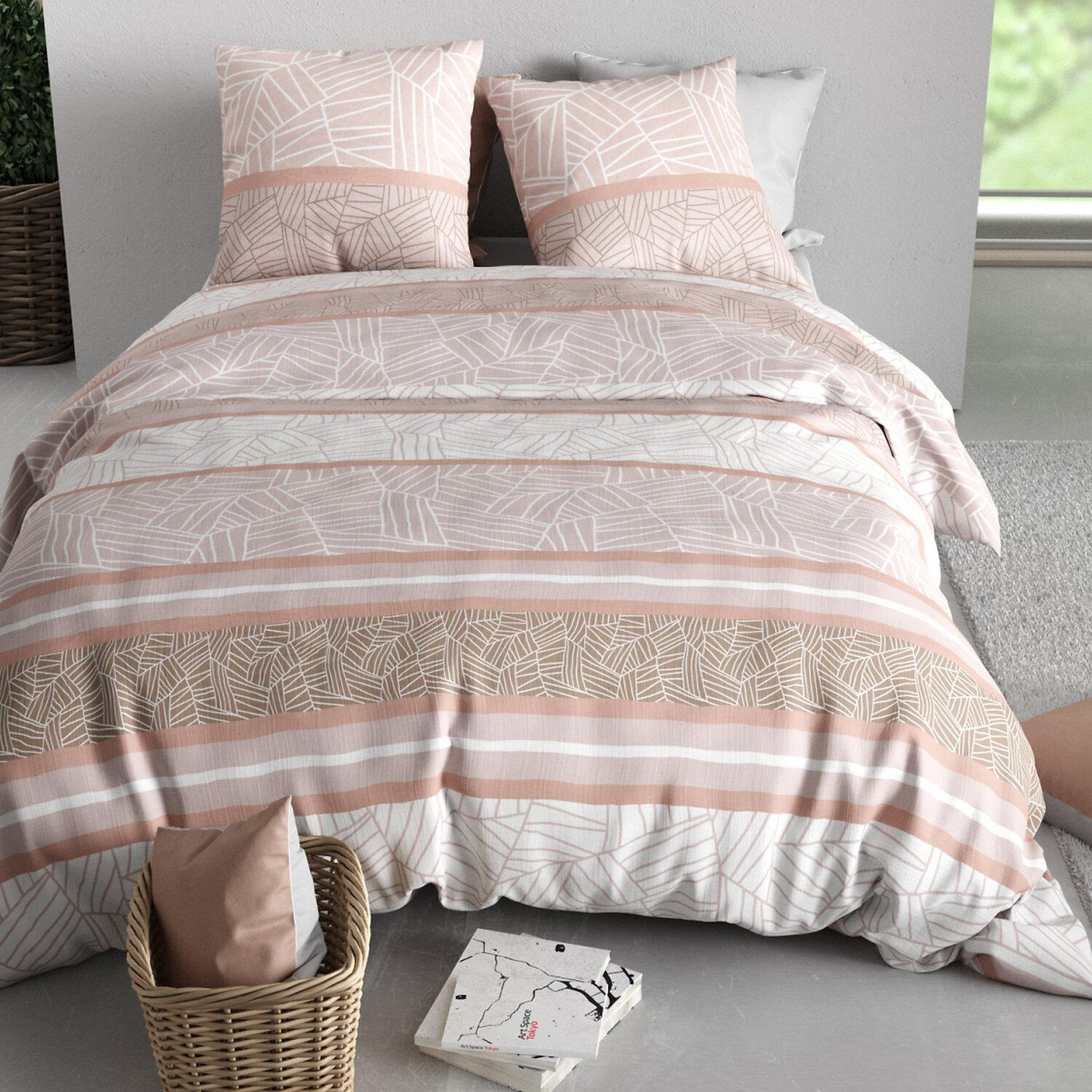 Voir la diapositive 3 : ATELIER DU COTON Parure housse de couette imprimée 100% coton 57fils trine