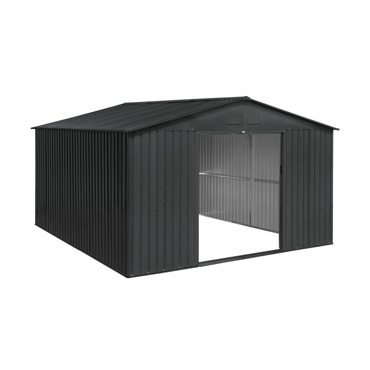 SWEEEK Abri de jardin en métal - Slack - 12.99 m² anthracite - Deux portes coulissantes. kit de fixation sol inclus. L 341 x 386 x 211cm