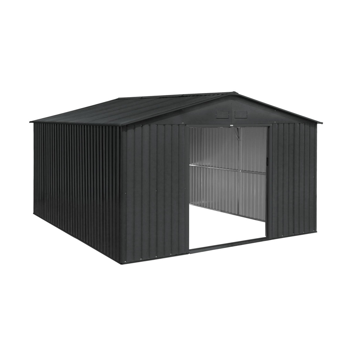 SWEEEK Abri de jardin en métal - Slack - 12.99 m² anthracite - Deux portes coulissantes. kit de fixation sol inclus. L 341 x 386 x 211cm