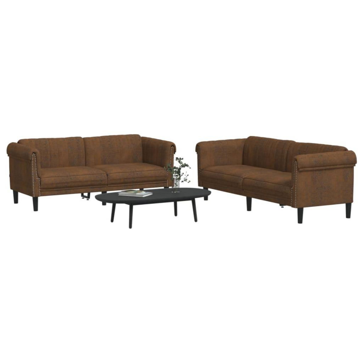 VIDAXL Ensemble de canapes 2 pcs marron velours