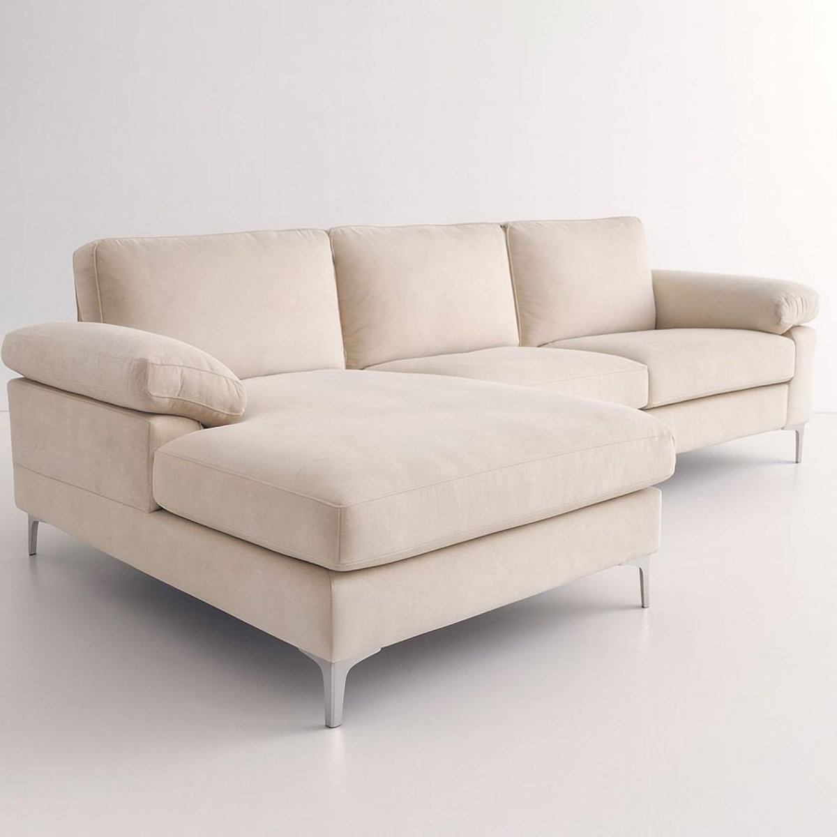 CONCEPT USINE Canapé d'angle gauche 4-5 places en velours beige GALWAY